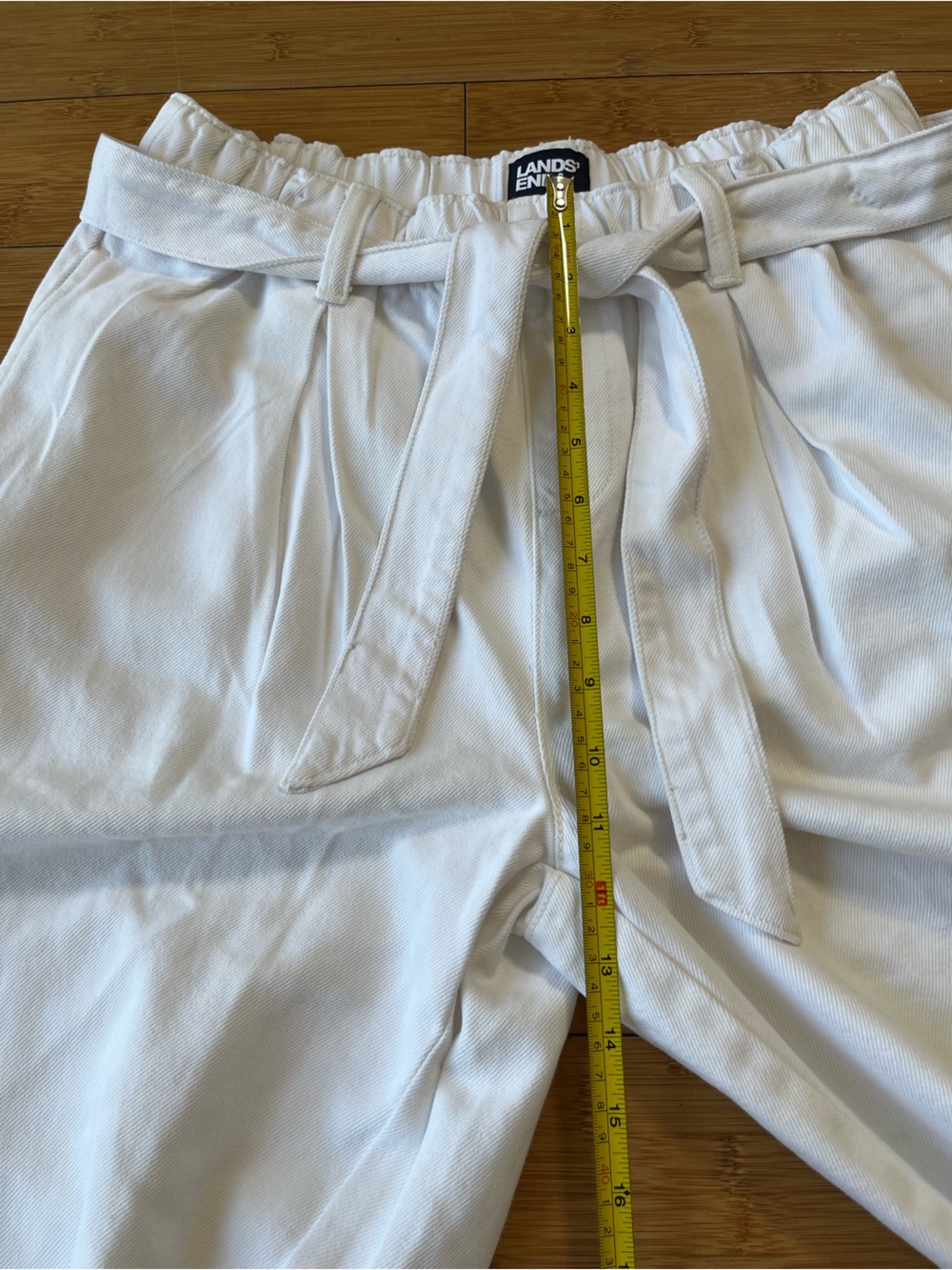 Lands' End White Wide-Leg Belted Paperbag Waist Pants - Picture 5 of 9